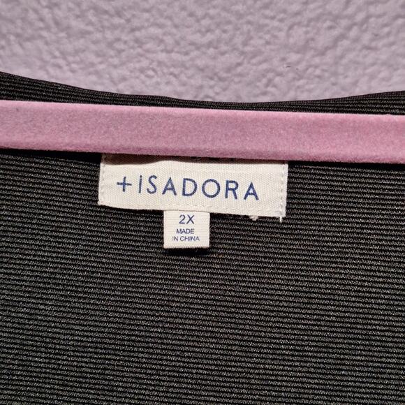 Isadora womems 2x black ribbed fit and flare dress scalloped neckline sleeveless - Picture 8 of 8